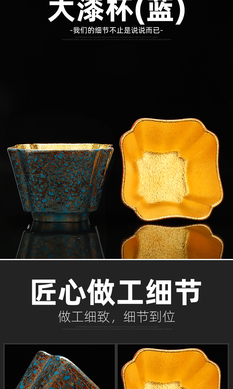 Recreation article 24 k gold cup pure manual lacquer tea purple sand tea masters cup, creative kung fu tea set