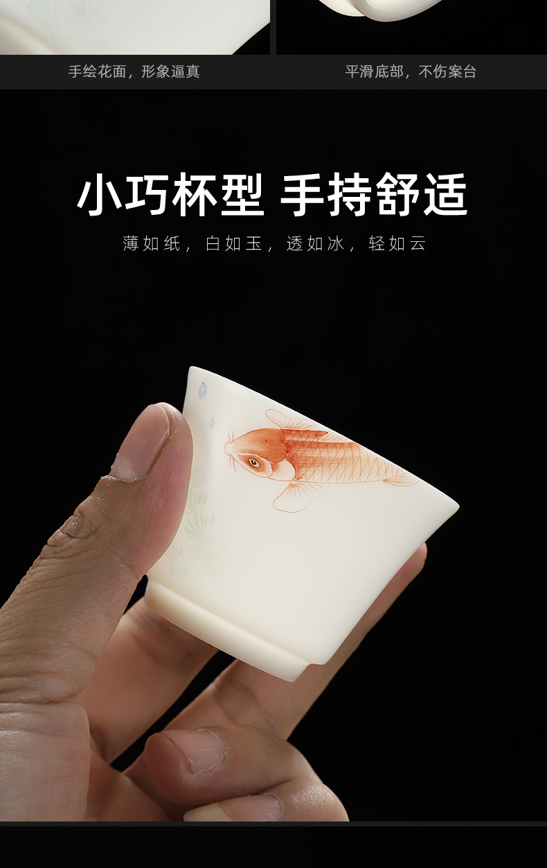 Recreational product hand - made thin foetus tureen 10 into the suit household leather box of kung fu tea set ceramic suet jade tureen sitting room