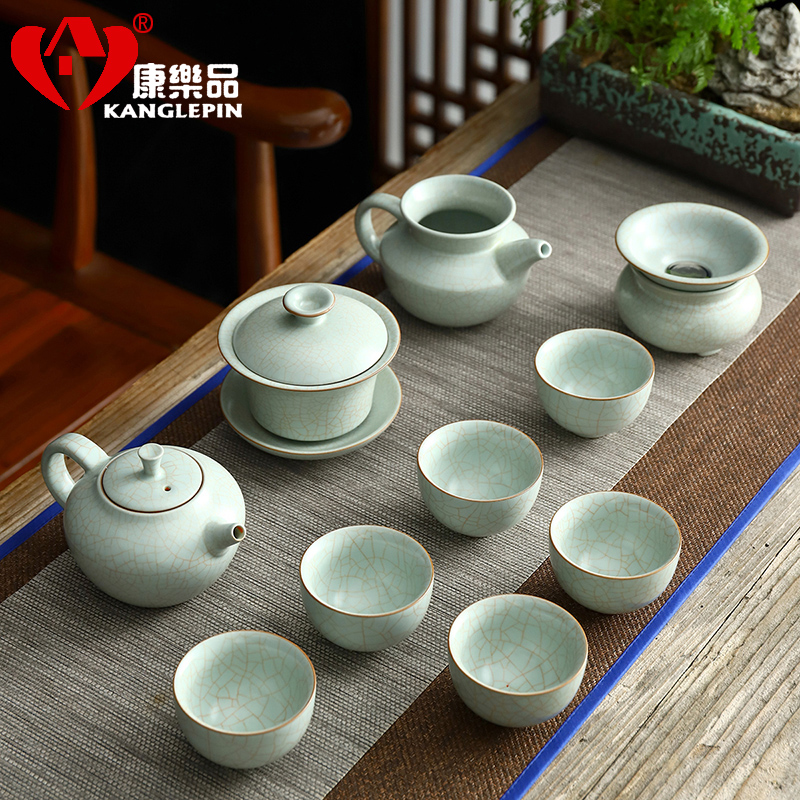 Recreational product azure your up crack glaze tea set high - grade household slicing can raise your porcelain teapot kung fu tea set