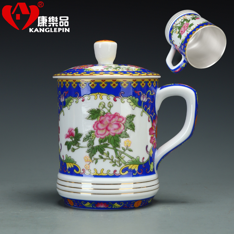 Recreational product cloisonne coppering. As sterling silver cup 999 porcelain enamel cup traditional manual office cover glass ceramic cup