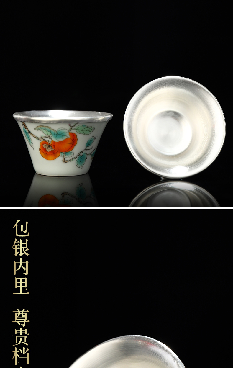 Recreation is tasted your up ceramic cup bladder silvering masters cup 999 pure manual colored enamel household kung fu tea cups