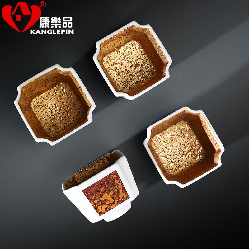 Recreational product lacquer gold cup pure manual suet jade white porcelain tea set of the big sample tea cup ceramic kung fu tea cups