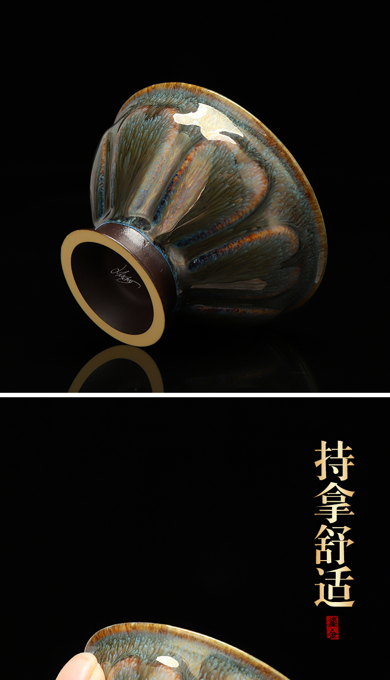 Recreation violet arenaceous temmoku tea light gold light manual yellow marigold master cup single CPU built large big tea cups