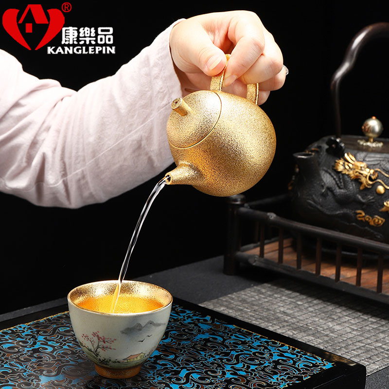 Recreational product gold grind arenaceous kettle pure manual it 24 k gold filtering little teapot tea, kungfu tea set