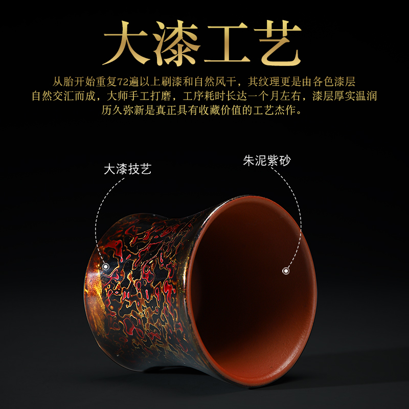 Recreational product lacquer tea Chinese violet arenaceous kung fu tea cups manual Chinese lacquer master cup single CPU ceramic sample tea cup