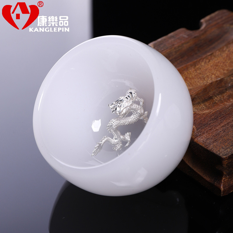 Recreational tea with silver 999 sample tea cup ceramic cups white porcelain zodiac single CPU individual cup of kung fu