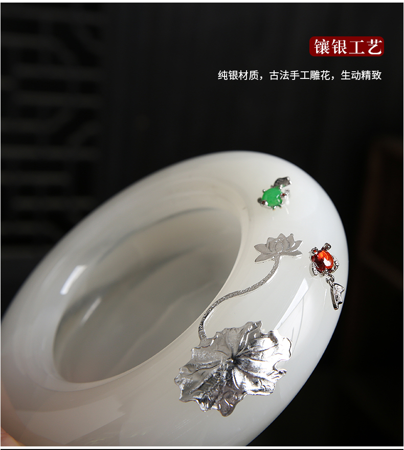 Recreation is tasted Chinese style household jade inlay silver kung fu tea set office receive a visitor the ceramic creative pot bearing character of the atmosphere