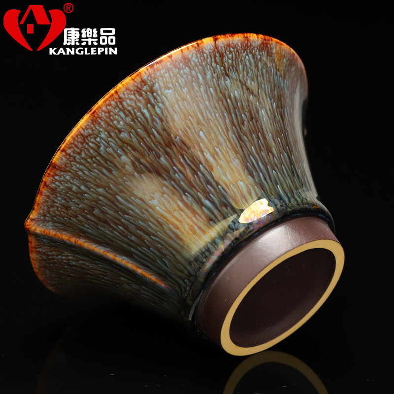 Recreational product big lacquer prevent hot tea pure manual big masters cup new Chinese porcelain body gold cup sample tea cup