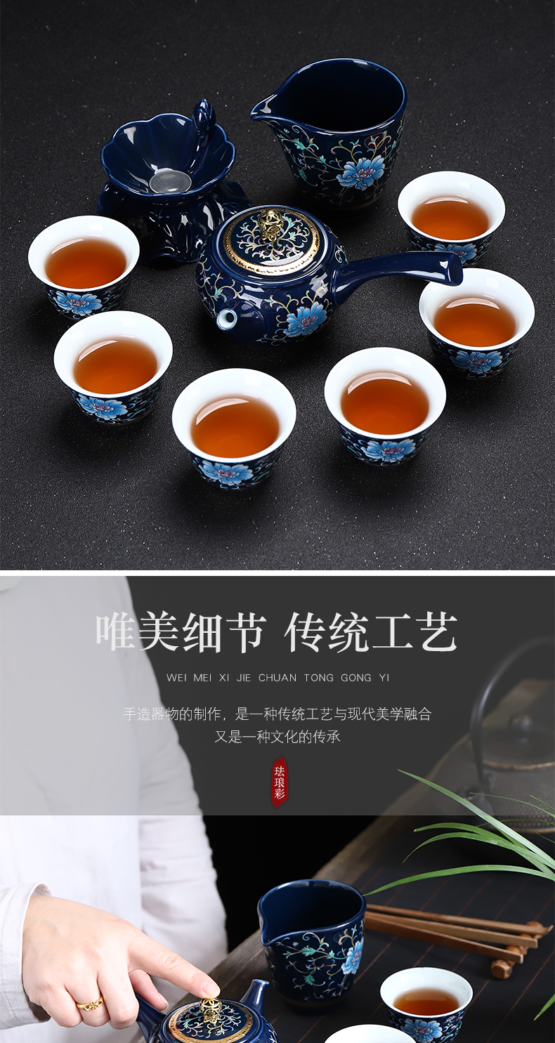 Recreational product is blue and white porcelain tea sets suit Chinese style household kung fu tea set side put the pot of ceramic tea cups