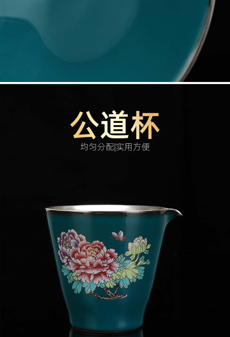 Recreational product high - grade ceramic coppering. As silver tea sets, 999 sterling silver tureen kung fu tea cup tea gift box