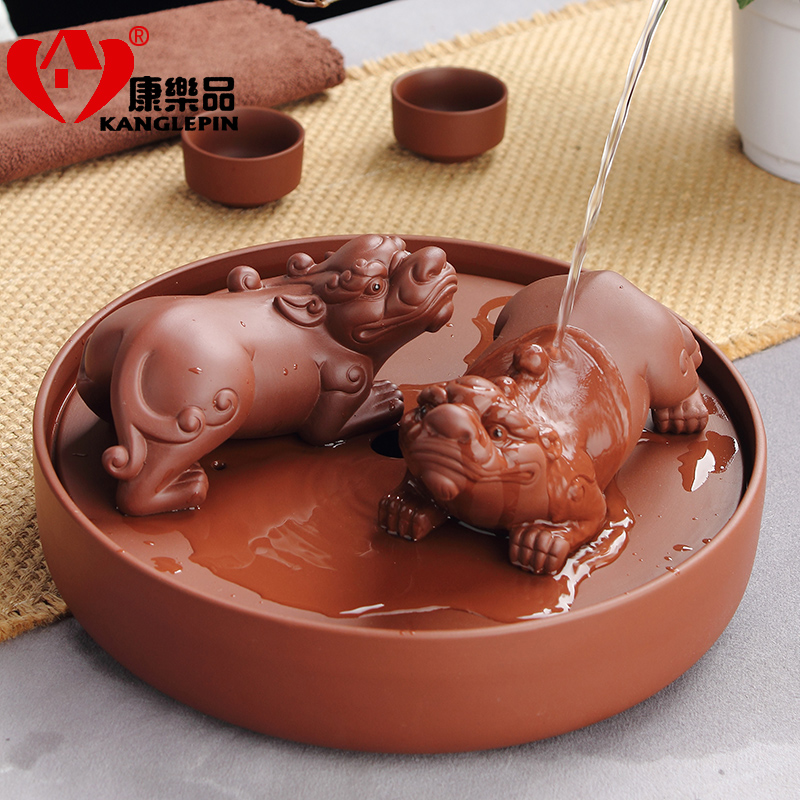 Recreation violet arenaceous the mythical wild animal tea pet furnishing articles beidou spittor hydraulic grab three foot ball tea play decoration fittings of tea tray