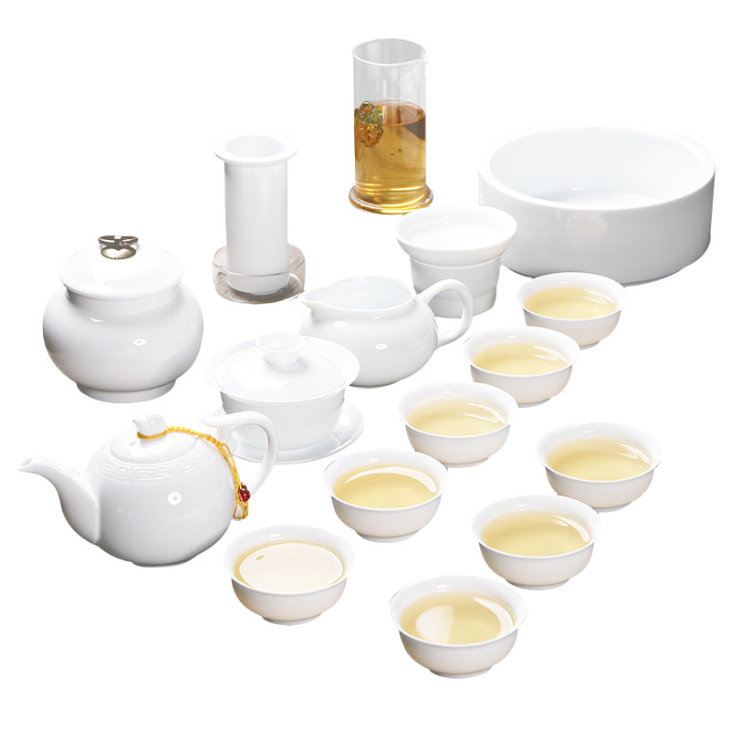 Recreational product ceramic tea set white porcelain kung fu tea mercifully tea tea sets tureen teapot household of Chinese style tea cups