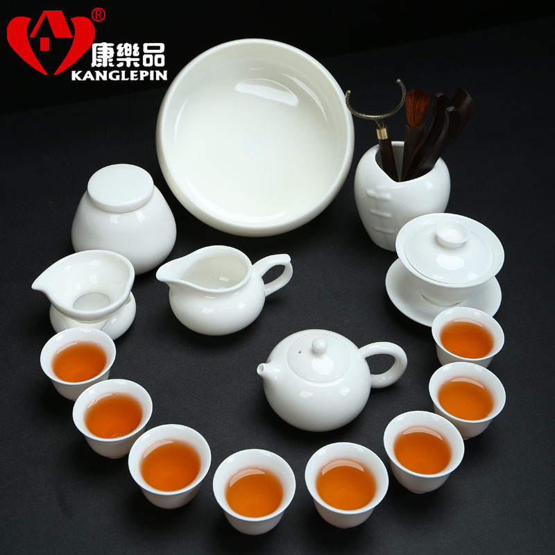 Recreational taste traditional kung fu tea set suit white porcelain teapot teacup ceramic GaiWanCha the whole household