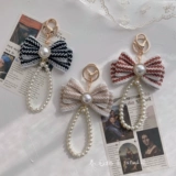 Оригинальный брелок с бантиком из жемчуга, подвеска