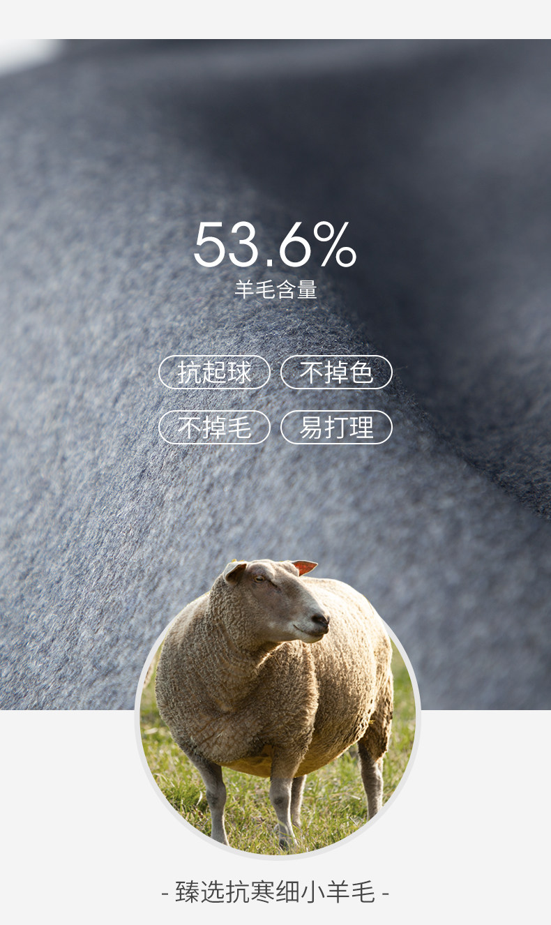 酷诺尼 男士修身中长款 羊毛呢大衣 图3