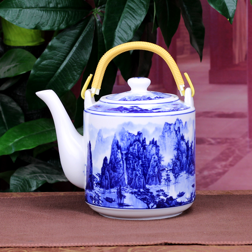 Jingdezhen ceramic teapot high - capacity hotel cool kettle king cold bottle green girder teapot kettle