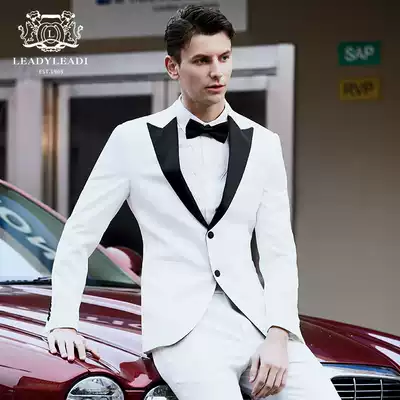 Liqi suit Men's suit Slim fit white dress Groom wedding suit Host EMCEE wedding dress