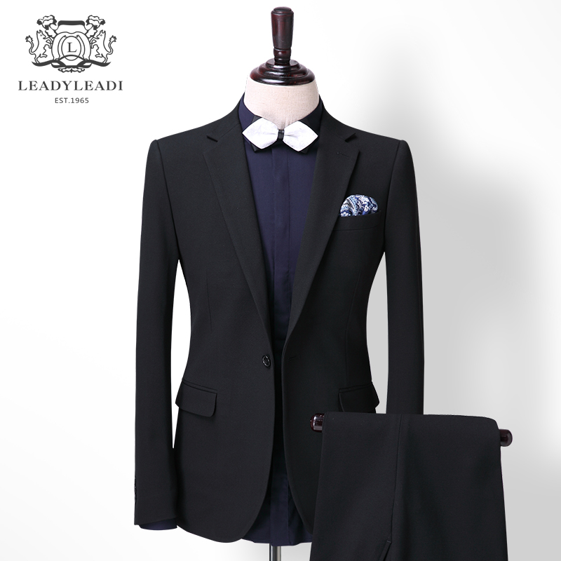 Leach suit suit Men's black Professional decoration body Youth work suit Formal suit Winter suit men thickened