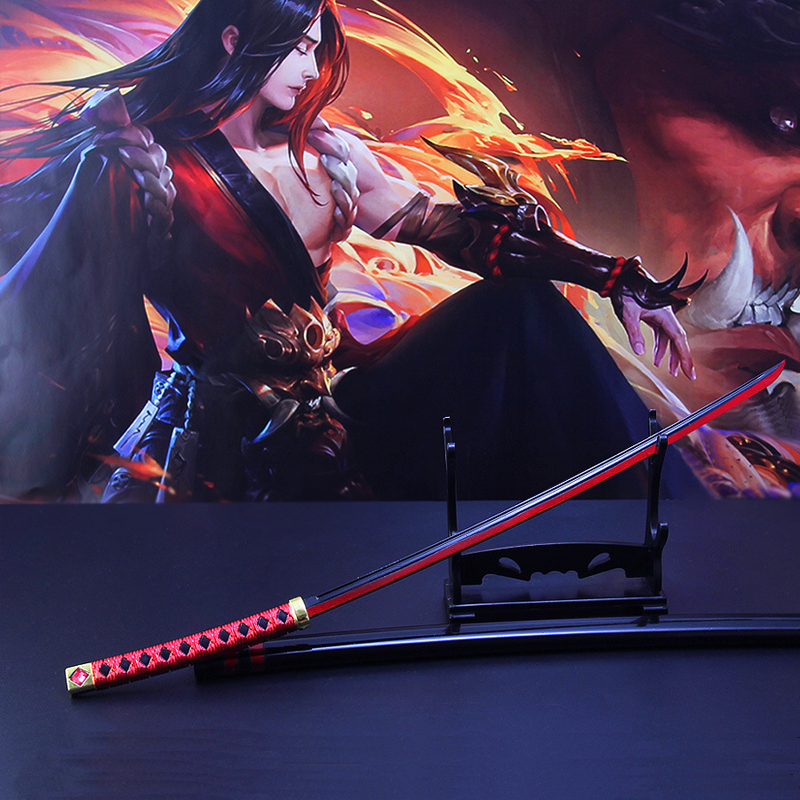 King glory hero weapon model orange right Jing Shura knife alloy props cos wooden weapon toy 1 meter