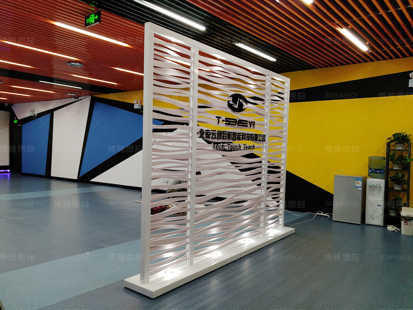 Hollow LOGO background wall transparent white grille Logo Wall fashion modern style Company shop Creative Screen