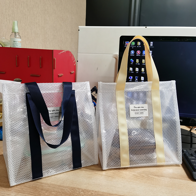 Transparent lunch box bag Bento bag pvc tote bag Waterproof oil-proof lunch bag Cosmetic storage bag Hand carry shopping bag