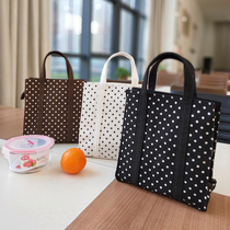 Lunch box bag handbag Insulated lunch bag Student belt rice bag bag insulated bag Canvas hand carry wave dot shopping bag