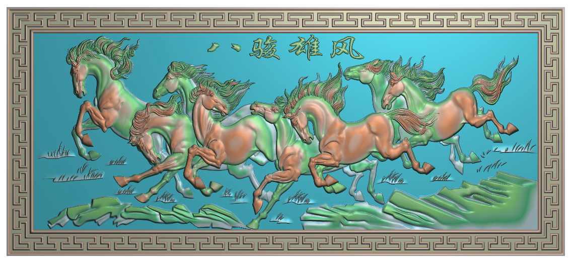 八駿全圖 屏風 故宮精品網路商城- 複製畫心-郎世寧八駿圖