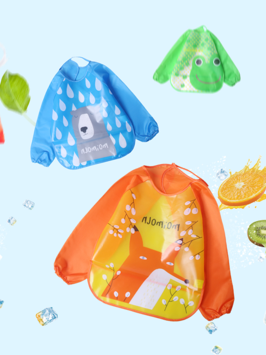 Baby reverse dressing Baby waterproof cover coat Male and female children bib Children eat pocket cover coat Children bib skirt protective clothing
