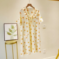 Юбка из крепа с V-образным вырезом на шнуровке и короткими рукавами желто-оранжевая