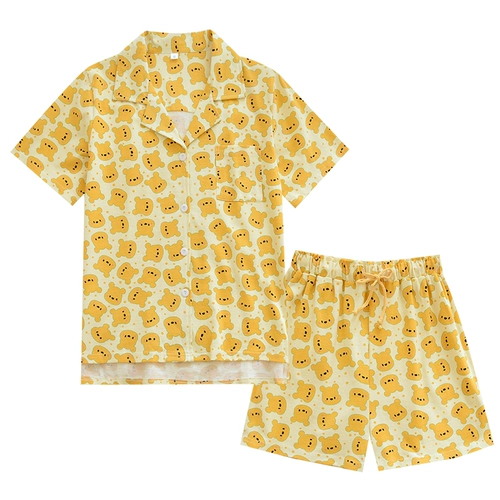 Демисезонная японская пижама, милый лонгслив, нарукавники, комплект