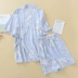 Phong cách Nhật Bản đồ ngủ của phụ nữ mùa hè cotton lụa mỏng kimono quần short ngắn tay rộng rãi phục vụ tại nhà bộ đồ rayon mát mẻ và thoải mái - Cặp đôi