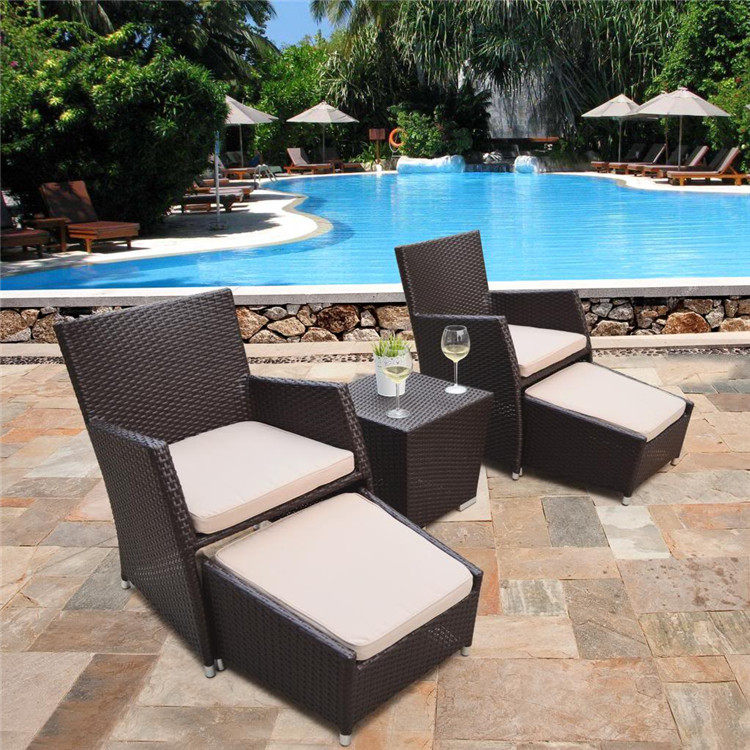 Outdoor courtyard rattan chair open-air villa outdoor garden leisure balcony cafe outside table and chair combination three-piece set