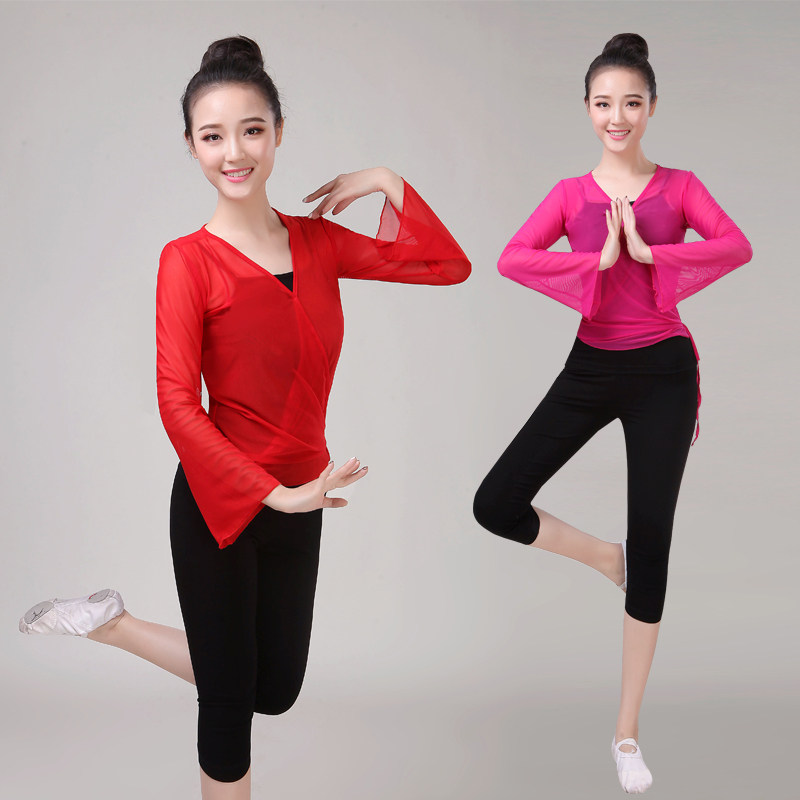 Dance gauze classical dance practice women's clothing body suit college style body rhyme national Han and Tang elastic mesh teacher