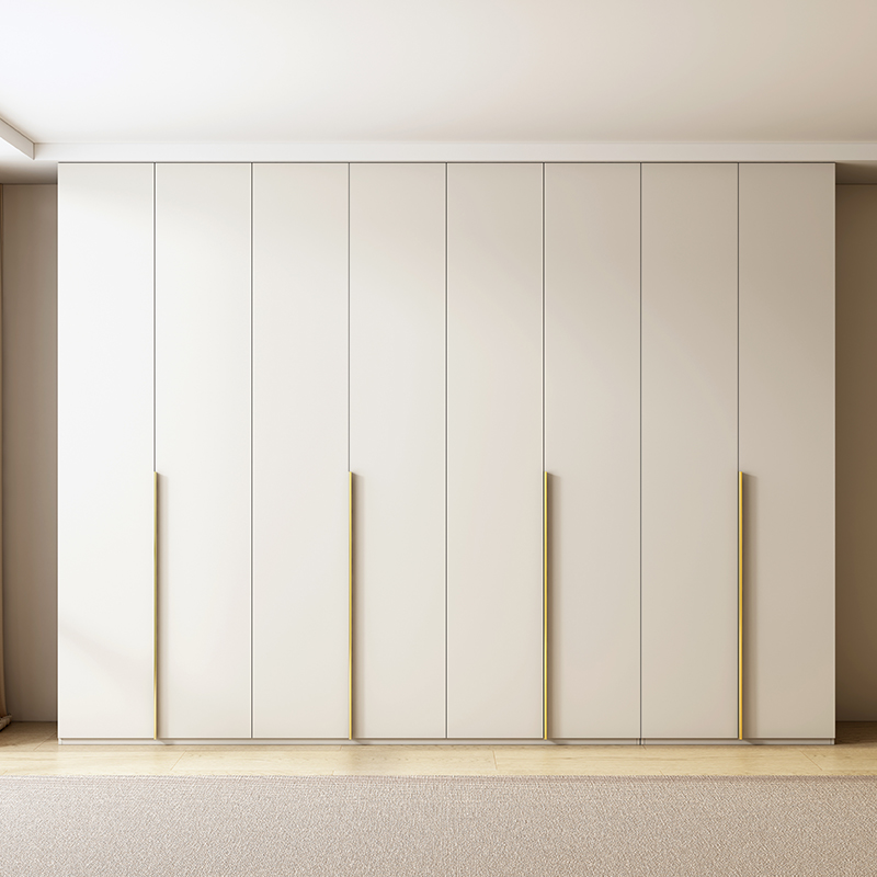 Solid Wood Wardrobe Home Bedroom Modern Minima Small Household Type Extremely Simple Cream Wind Cabinet Flat Open Door Custom Large Closet 