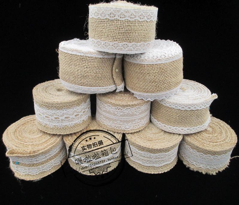 DIY material accessories Christmas craft linen roll lace hemp roll fabric decorative lace linen tape