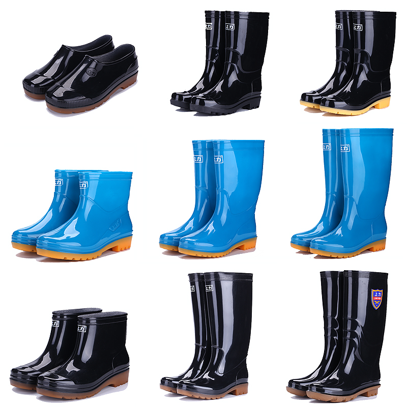 Non-slip mid-tube rain boots men's short-tube water shoes women's rubber shoes kitchen waterproof high-tube rain boots men's and women's work shoes tendon bottom