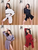 JIA DANCE Latin DANCE new dress female modal long sleeve bat sleeve split to send waist rope R41