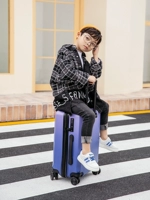 Чемодан для мальчиков, универсальная коробка с сидением на колесиках для путешествий, 18 дюймов