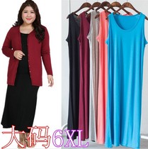 Extra-large code Modale High bomb medium long style vest one-piece dress woman Summer Fat MM200 catty Sling Sleeping Skirt Beach Dress