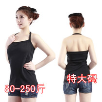 Summer pure cotton hanging neck vest woman 100 lap pure color beating undershirt plus fat up 200 catty MM loose harness blouse