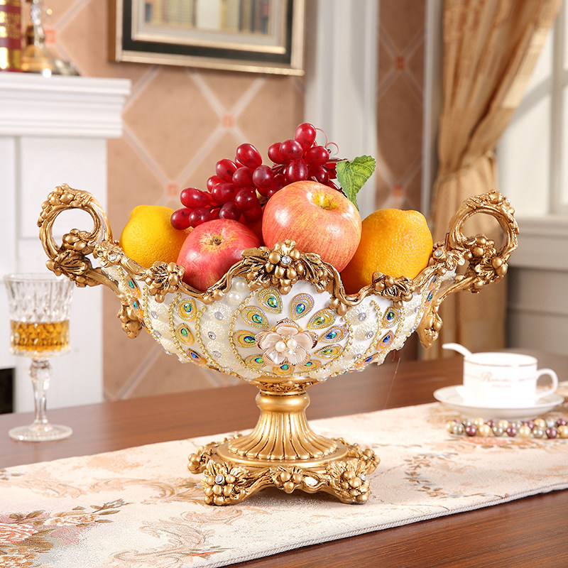 European-style fruit plate three-piece set living room creative luxury dried fruit plate candy plate high-grade coffee table decoration ornaments