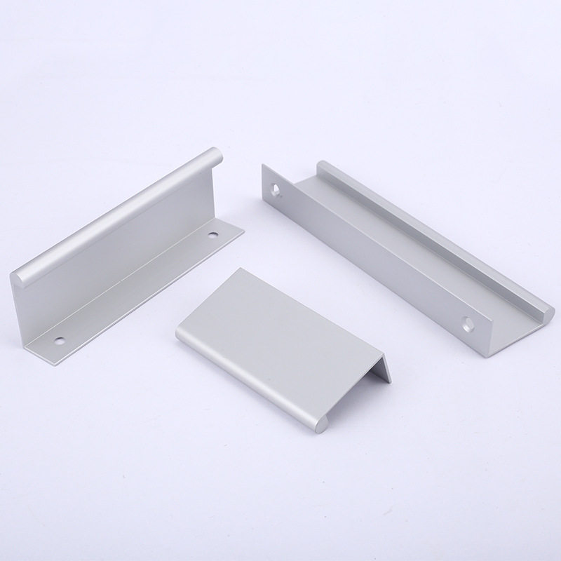 Cabinet door free from punching handle silver color strip long version wrapping handle modern invisible wardrobe door overall cabinet door handle