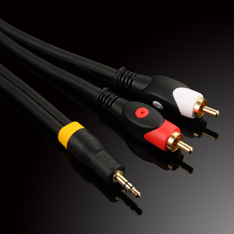 Golden Triangle 3 5mm one minute two audio cable 3 5 turn double lotus head computer speaker cable 10 meters 20 meters 30