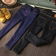 Quần bé nhỏ chân nhỏ 2018 mùa đông mới bé trai và bé gái cộng với quần jeans nhung dày