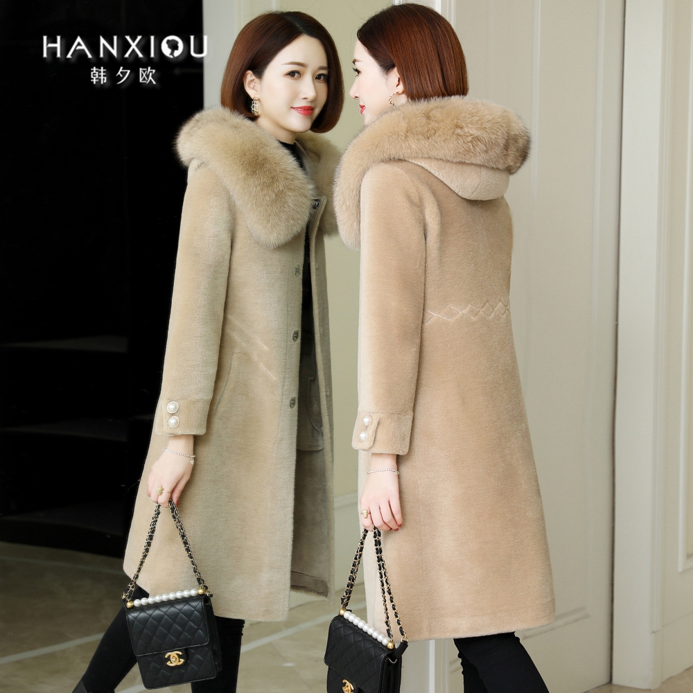 Broken Yard clear cabin sheep cut leather fur integrated granules fluff wool jacket woman Henin wool fur fur coat in the long version