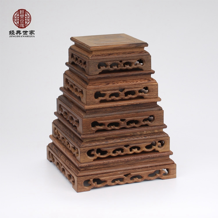 Chicken Wings Wood Square Base Custom Solid Wood Engraving Home Residence Ornament Buddha Vase Chite Handicraft Swing and Wooden Care