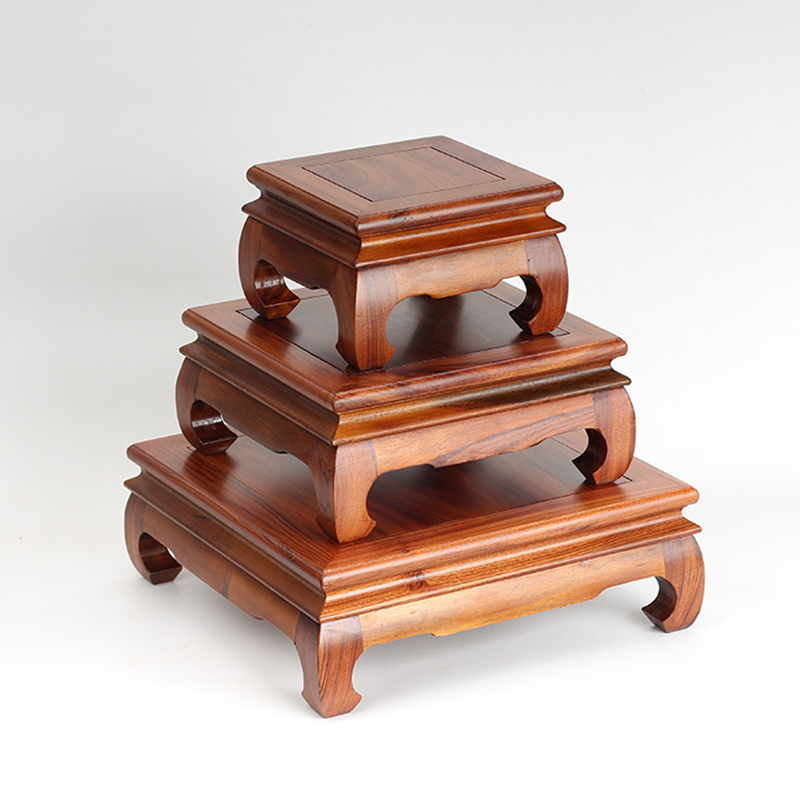 Mahogany carved handicrafts Decorative base Acid branch wood ebony solid wood rectangular stone flower pot base