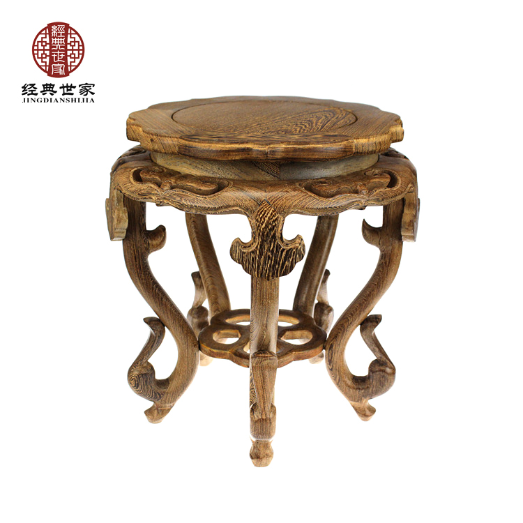 Red Wood Antique Flower Shelf Fish Tank Shelf Hollowed-out Carved Flowers Ruyi Several Flower Pots Base Chicken Wings Wood Flowers Shelf