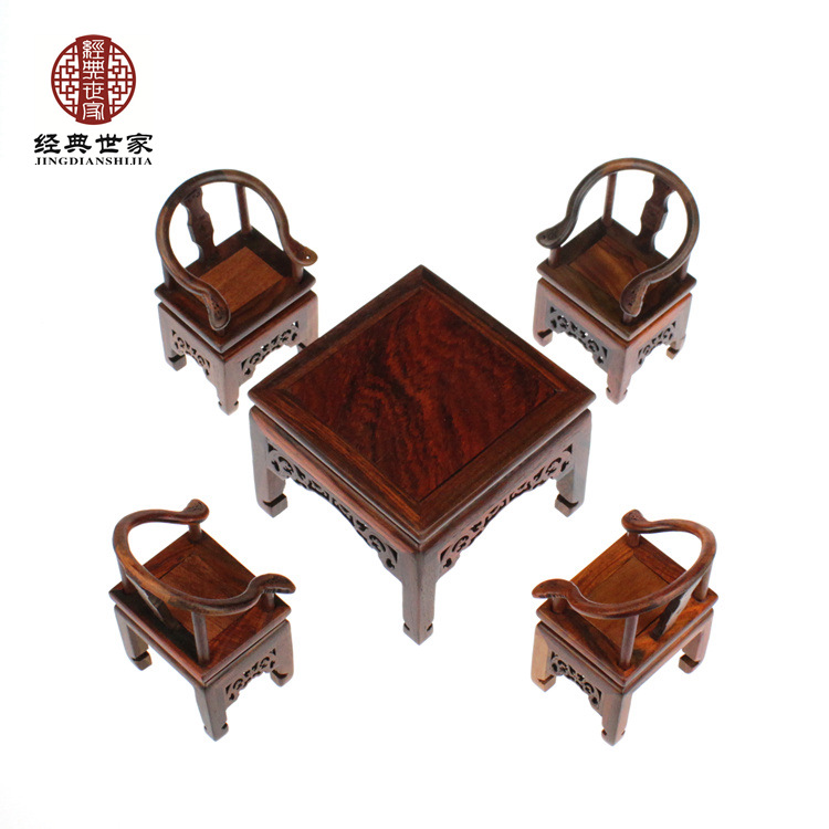 Redwood furniture model wooden carving crafts decorated with large red acid branches miniature dining table eight fairy tables home decoration