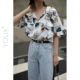 Mùa xuân 2020 retro phong cách Hồng Kông ngắn tay Hồng Kông phong cách mới mặc hoang dã nữ thiết kế ý nghĩa in áo sơ mi - Áo sơ mi dài tay